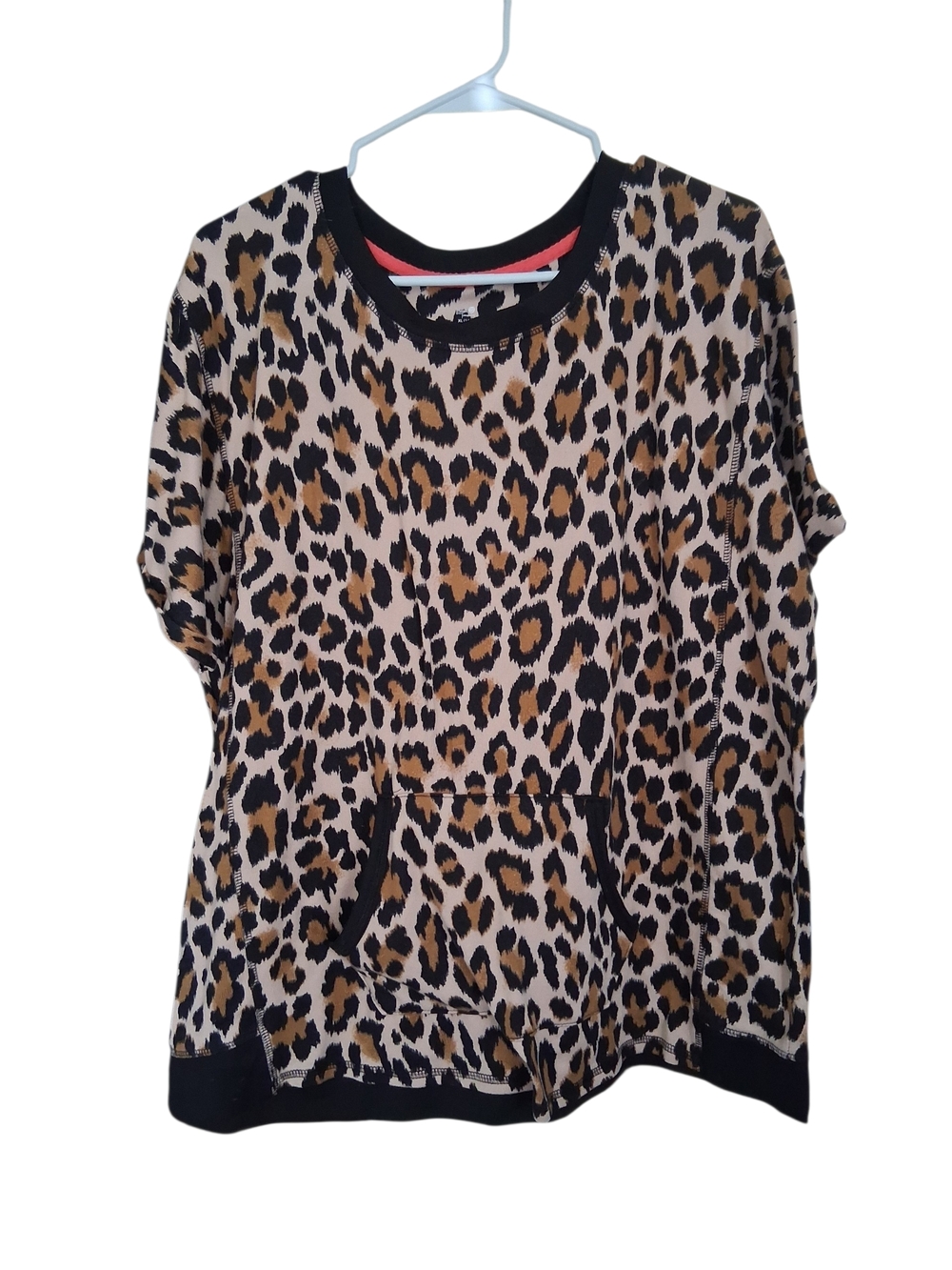 Secret Treasures Leopard Print Short Sleeve Sweater
